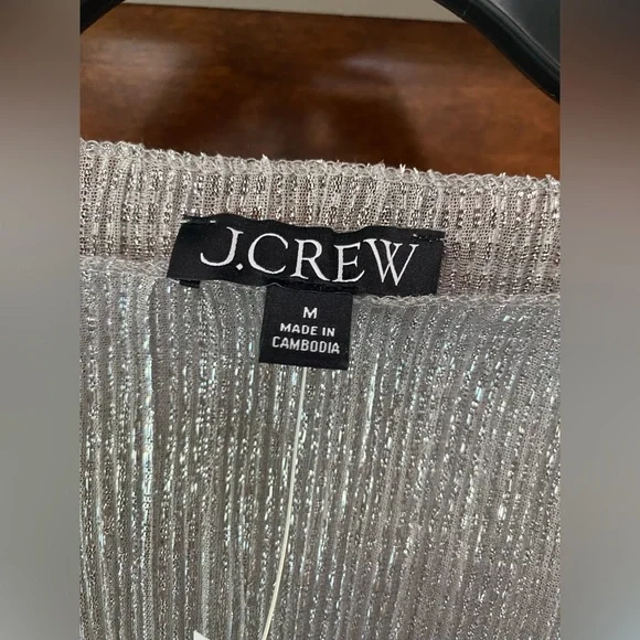 J. Crew Sheer metallic boatneck top in Silver Metallic Sz M new - Picture 4 of 9